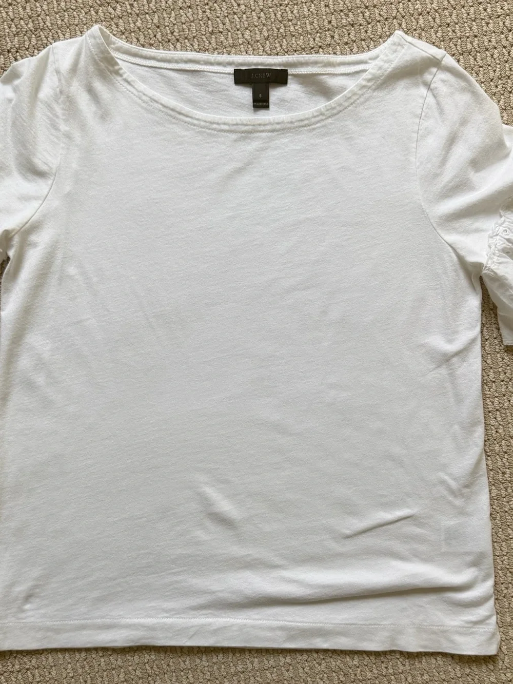 J. Crew White Short Sleeve Cotton Tee with Scoop Neck